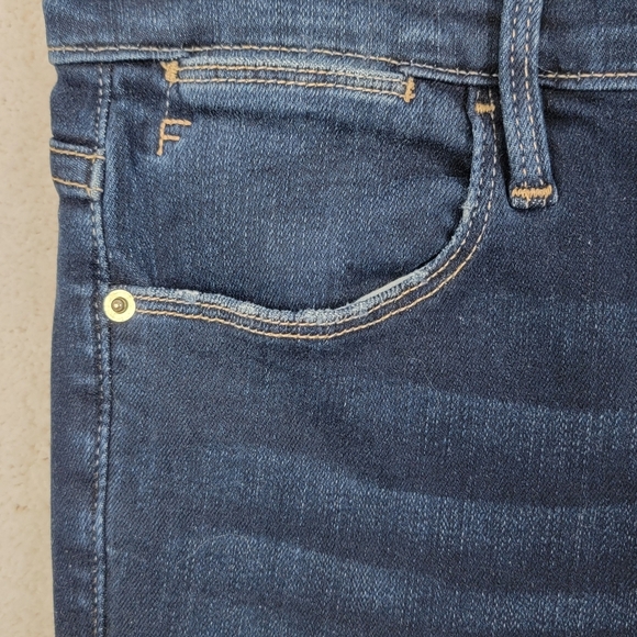 Frame Le High Mid Rise Cabana Dark Wash Stagger Hem Skinny Straight Jeans Sz 25 - Picture 5 of 14